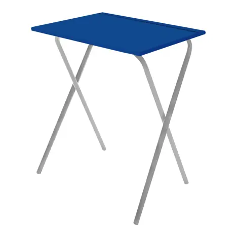 Folding Frame Exam Desk - W600 x D600 x H710mm - Light Grey Legs - Royal Blue